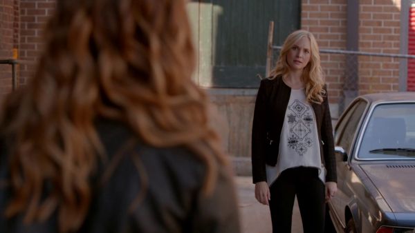 Caroline Forbes's Jacquard-weave Jacket on The Vampire Diaries