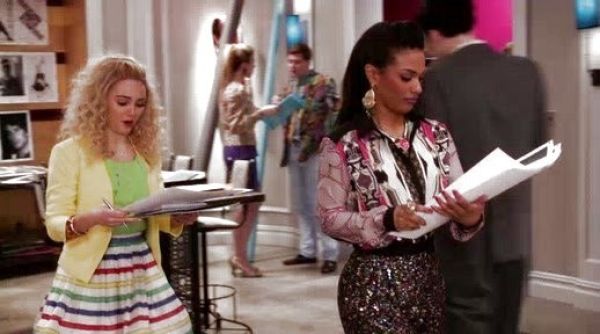 Carrie Bradshaw's Belted Stripe Flare Skirt on The Carrie Diaries