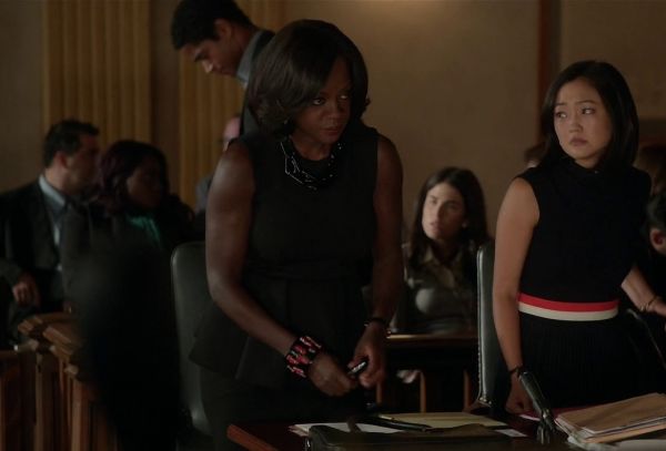 Catherine Hapstall's Knit Dress With Pleated Woven Skirt on How to Get Away With Murder