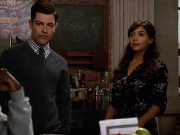 Cece Parekh's Long-Sleeve Floral-Print Silk Shirtdress, Black on New Girl