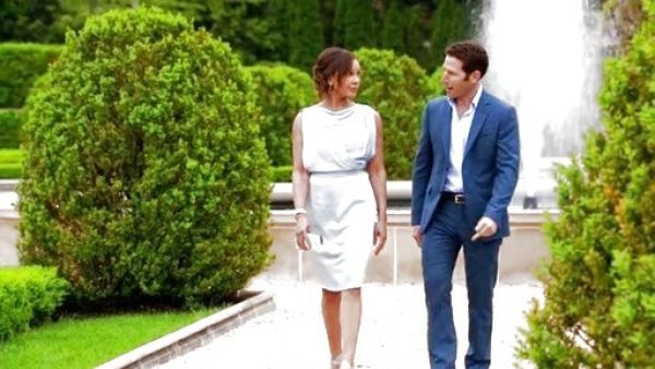 Cecelia's Sleeveless Sheath Dress W/ Draped Back on Royal Pains