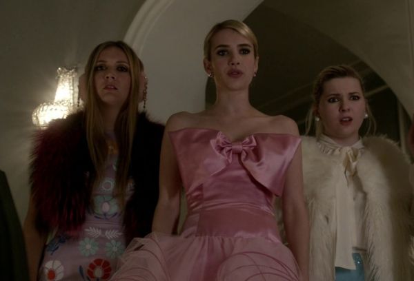 Chanel #3's Embroidered Satin Fit & Flare Dress on Scream Queens