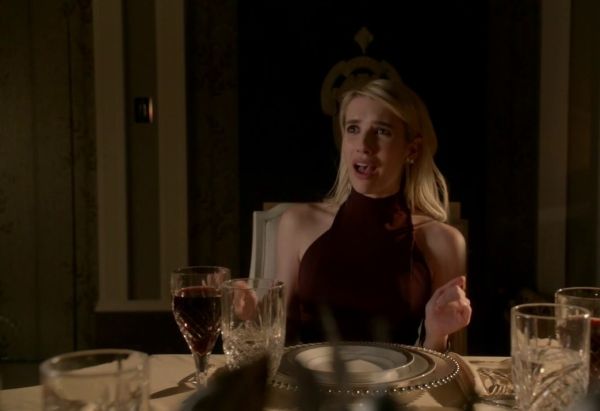 Chanel Oberlin's Rhinestone Cluster Earrings w/ Tassel, Silvertone on Scream Queens