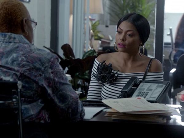 Cookie Lyon's Long-Sleeve Striped Off-the-Shoulder Top, Soft White on Empire