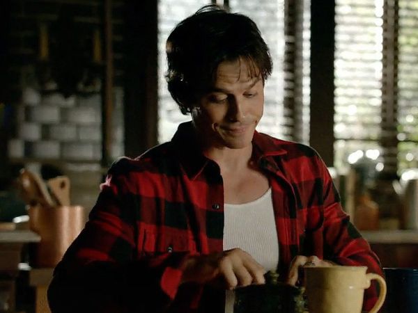 Damon Salvatore's Trim Fit Buffalo Plaid Flannel Shirt Jacket on The Vampire Diaries