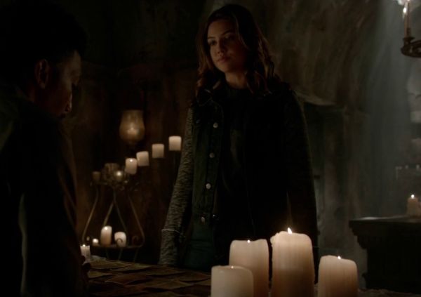 Davina Claire's Denim and Knit Hooded Jacket on The Originals