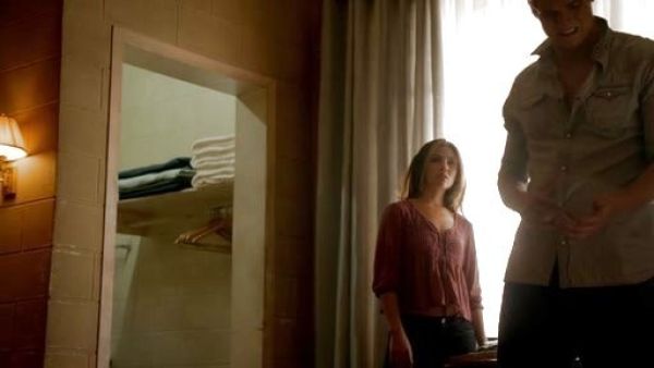 Davina Claire's Lace-Panel Peasant Top on The Originals