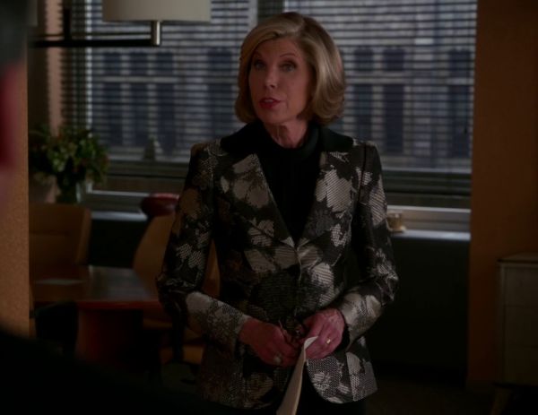 Diane Lockhart's Metallic Floral Jacket on The Good Wife