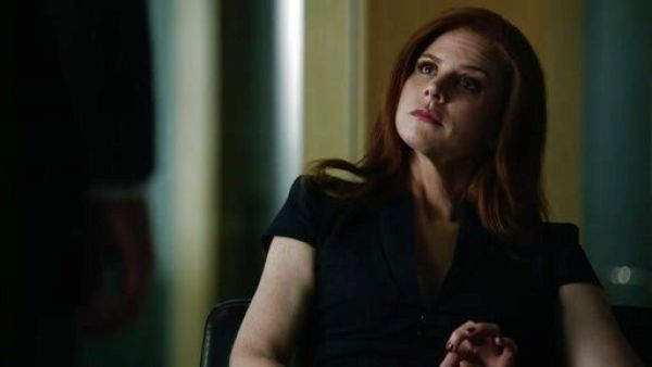 Donna Paulsen's Cap-Sleeve Deep V-Neck Dress, Black on Suits