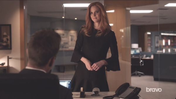 Donna Paulsen's crepe couture mini dress on Suits