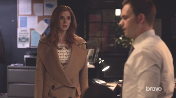Donna Paulsen's Crewdale camel hair and wool-blend coat on Suits