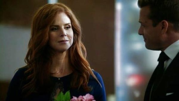 Donna Paulsen's Lace Keyhole Long-Sleeve Dress on Suits