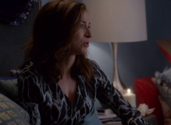 Dr. Amelia Shepherd's Feather Print V-Neck Top on Grey's Anatomy