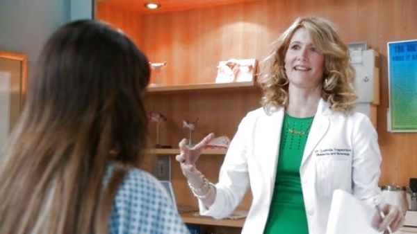 Dr. Ludmilla Trapezikov's Perforated Green Dress on The Mindy Project