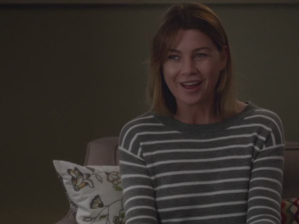 Dr. Meredith Grey's STRIPED LEATHER PANEL SWING SWEATER on Grey's Anatomy