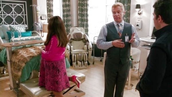 Dr. Mindy Lahiri's Alana Patent Double-Band Sandal, Geranium on The Mindy Project