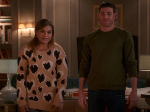 Dr. Mindy Lahiri's Cashmere Heart Leopard-Print Tunic, Camel/Oatmeal/Black on The Mindy Project