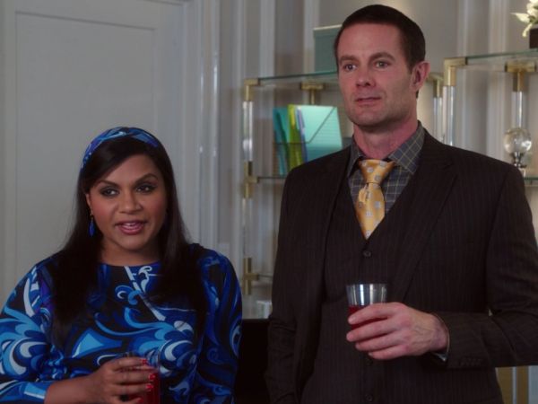 Dr. Mindy Lahiri's Marilyn Printed Silk Dress, Blue on The Mindy Project