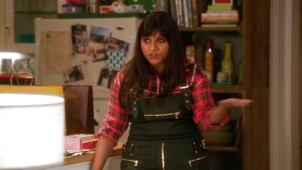 Dr. Mindy Lahiri's Vivid Skirt-All Stretch-Denim Mini Dress on The Mindy Project