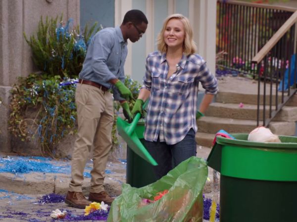 Eleanor Shellstrop's Blue Plaid Pocket Shirt on The Good Place