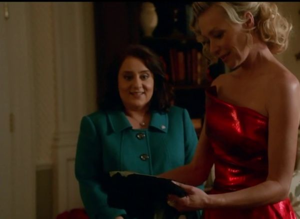 Elizabeth North's Fall 2015 Strapless Silk Python Gown on Scandal