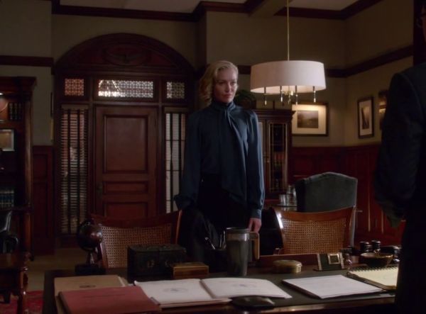 Elizabeth North's Pussy-Bow Silk-Georgette Top on Scandal