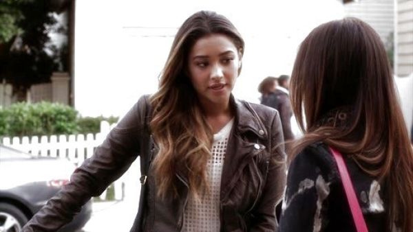 Emily Fields's Peplum Vegan Leather Jacket on Pretty Little Liars