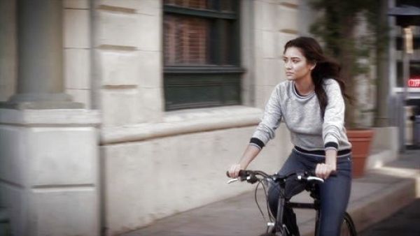 Emily Fields's Varsity-Striped Raglan Sweatshirt on Pretty Little Liars