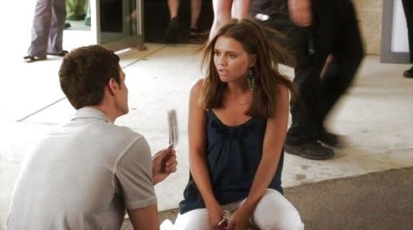 Emma Becker/Sutton Mercer's Teal Silk Rosette Blouse on The Lying Game