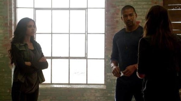 Gia's Knit Hooded Twill Jacket on The Originals