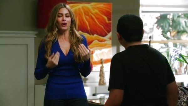 Gloria Pritchett's Ribbed-Knit Surplice-Neck Sweater on Modern Family