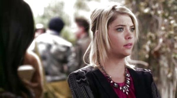 Hanna Marin's Actress Jacquard Silk Top on Pretty Little Liars