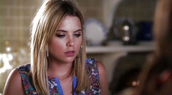 Hanna Marin's Jacobean Peplum Blouse in Rattan Combo on Pretty Little Liars