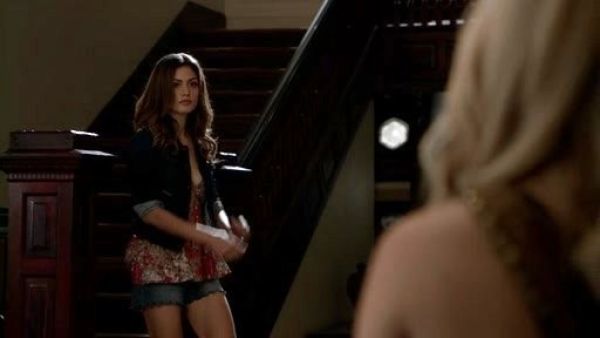 Hayley Marshall's Emma Top in Red Print on The Originals