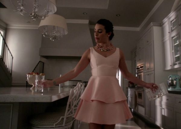 Hester Ulrich's Ruffles and Truffles Peach Skater Dress on Scream Queens