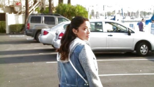 Jane Villanueva's Denim and Knit Hooded Jacket on Jane the Virgin