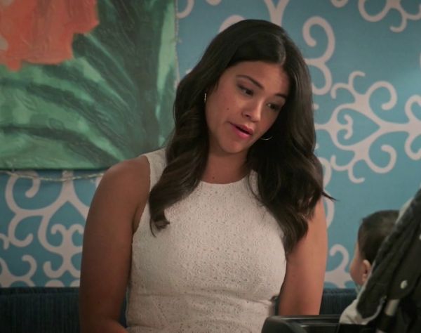 Jane Villanueva's Lace Skater Dress on Jane the Virgin
