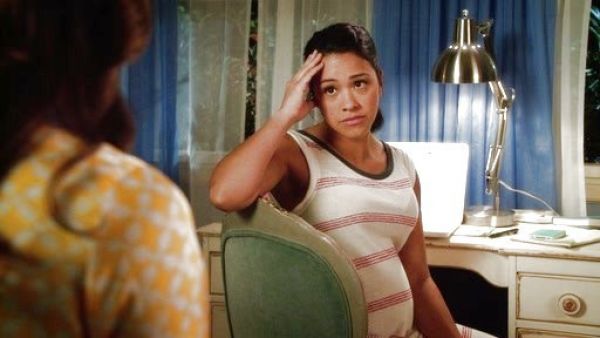 Jane Villanueva's Laguna Wide Striped Dress on Jane the Virgin