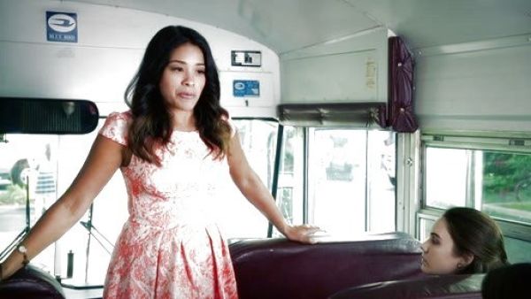 Jane Villanueva's Print Fit & Flare Dress on Jane the Virgin