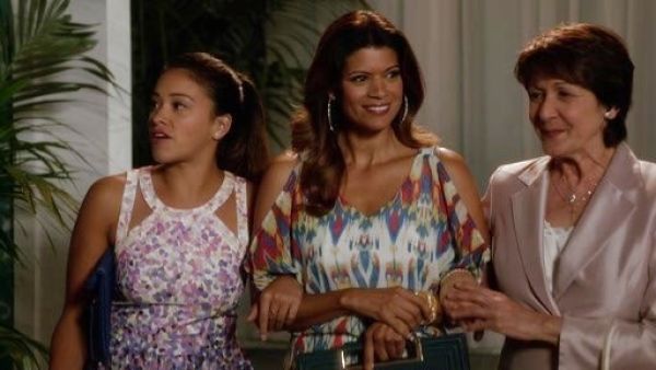 Jane Villanueva's Printed Cutout Halter Dress  on Jane the Virgin