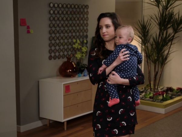 Jen Short's Blue and Red Printed Dress on Life In Pieces