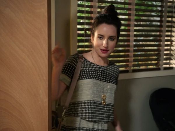 Jen Short's Grey Mixed Print Layered Dress on Life In Pieces