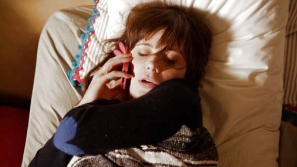 Jess Day's Blue Scattered Hearts Intarsia Sweater on New Girl