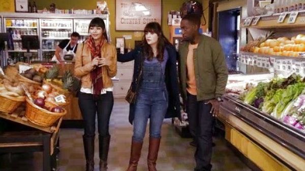 Jess Day's overalls on New Girl