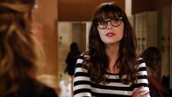 Jess Day's stripped top																								Striped Drop-Sleeve Tee on New Girl