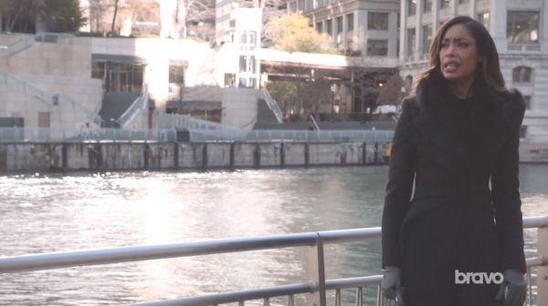 Jessica Pearson's embellished button coat on Suits