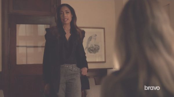 Jessica Pearson's laced cuffs belt detailed trousers on Suits