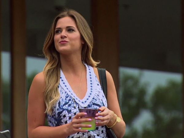 Jojo Fletcher's Blue and White V-Neck Printed Dress on The Bachelorette