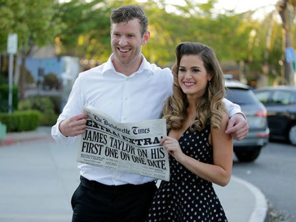 Jojo Fletcher's Dot Print High Low Flare Dress on The Bachelorette