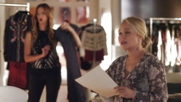 Juliette Barnes's 'Cordia' Print Silk Blouse on Nashville